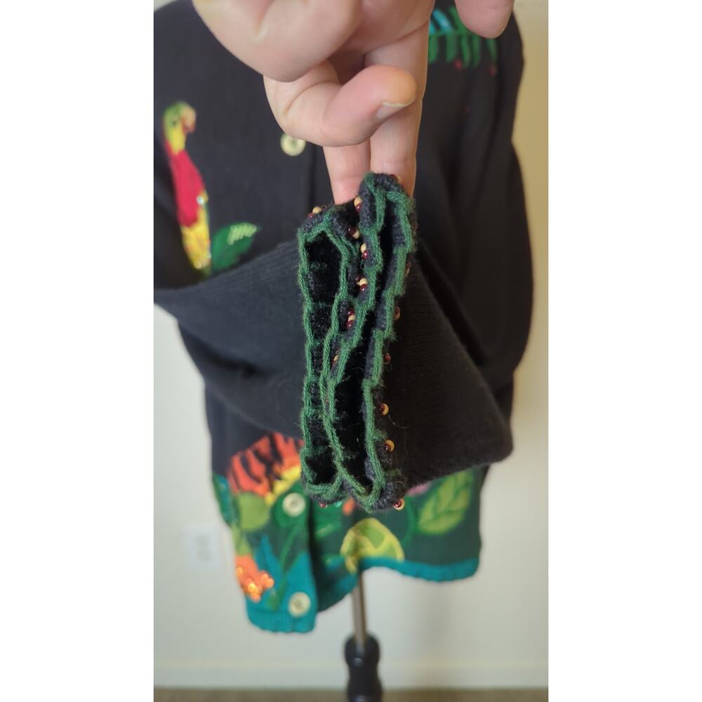 90's Maximalists Playful Art to Wear Button-down Knit Cardigan Women's XL - Picture 6 of 9